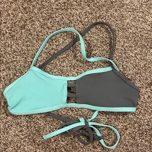 Jolyn Teal and Gray bikini top